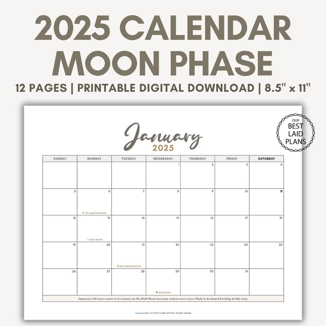 Full Moon Calendar 2025 Printable Pdf, Full Moon Printable, Full | 2025 Full Moon Calendar Printable