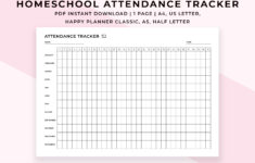 Homeschool Attendance Sheet Printable. Homeschool Attendance |  Calendar 2025