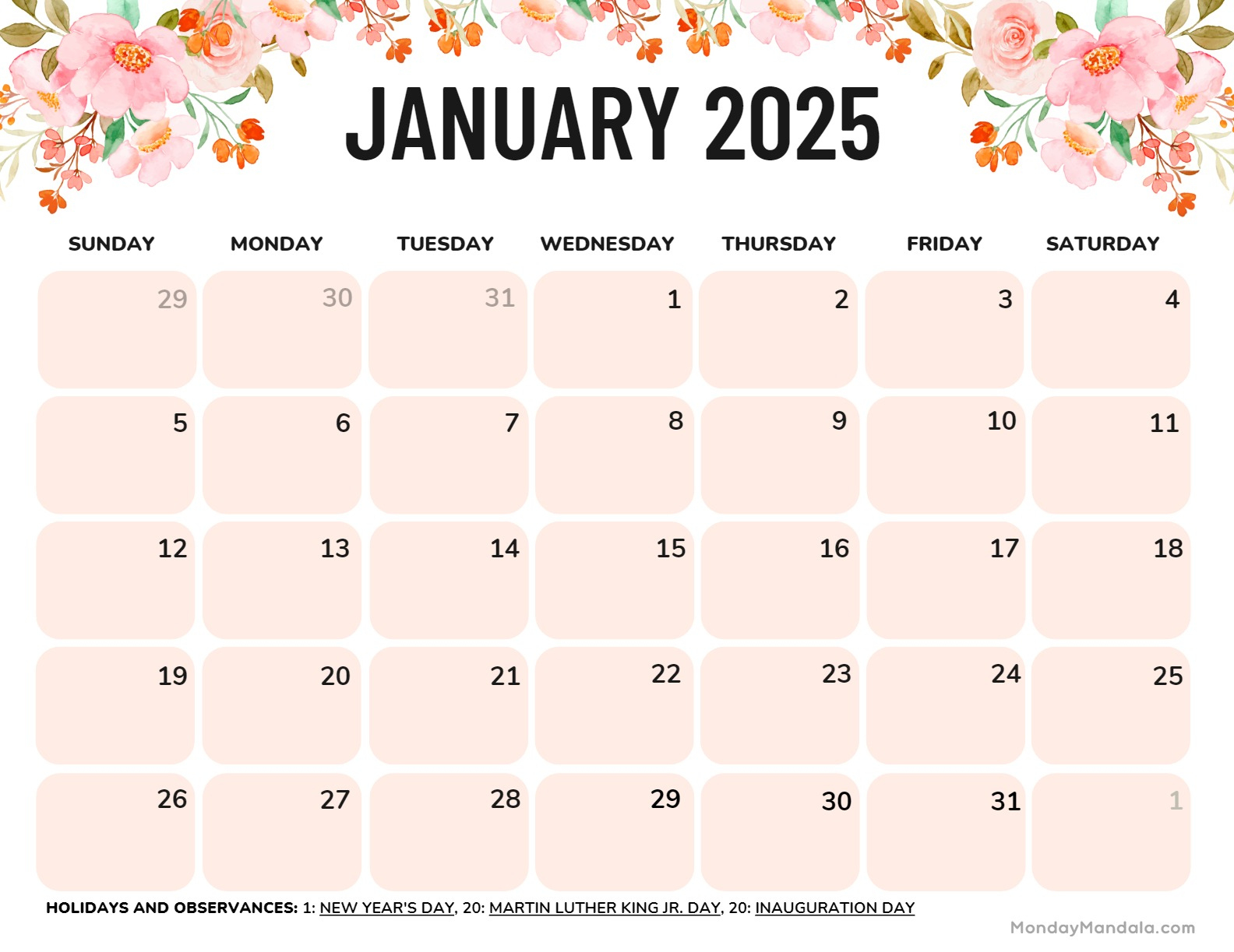 January 2025 Calendar (52 Free Pdf Printables) | Calendar 2025