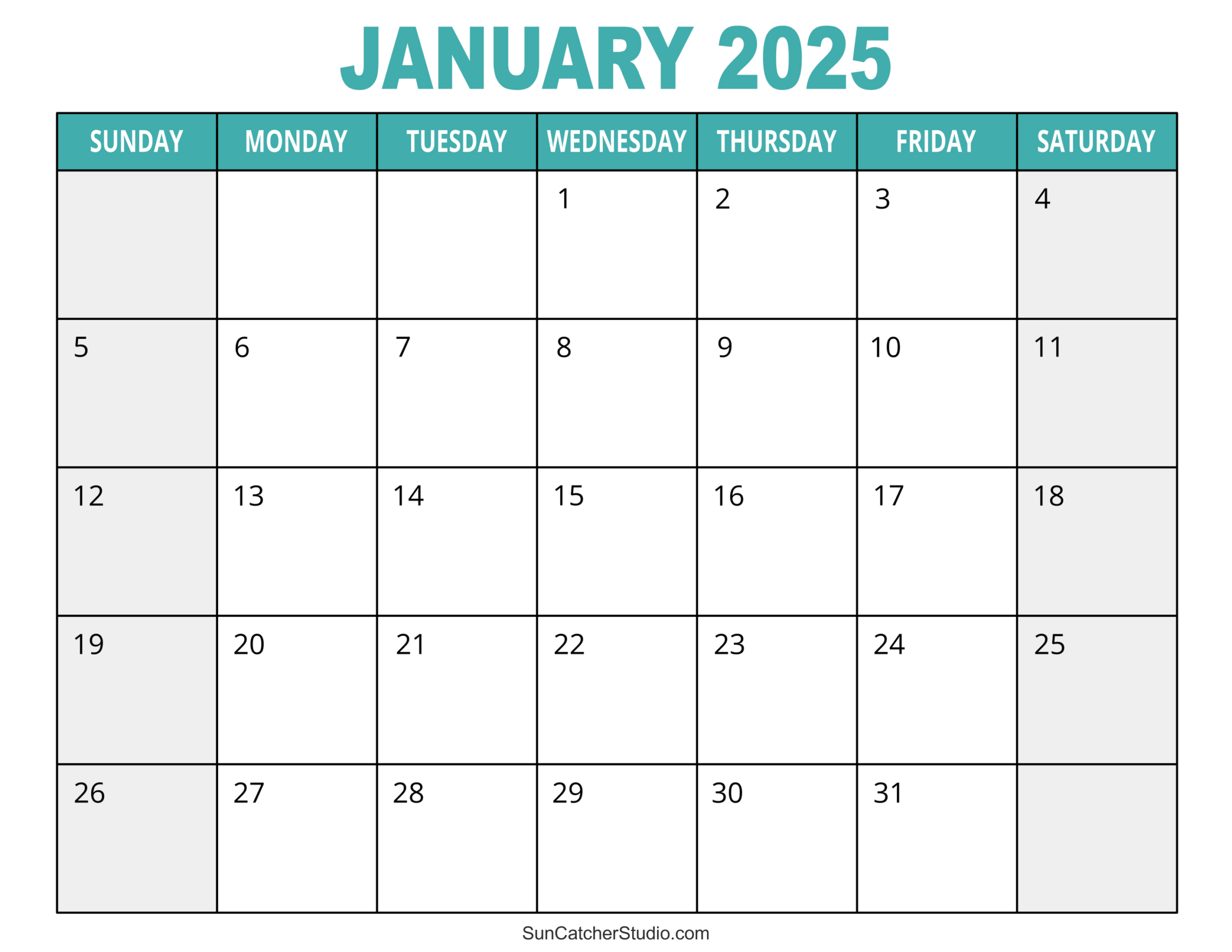 January 2025 Calendar (Free Printable) – Diy Projects, Patterns | 2025 Monthly Calendar Printable