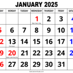 January 2025 Calendar (Free Printable) – Diy Projects, Patterns | Large Printable January 2025 Calendar