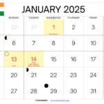 January 2025 Calendar India | January 2025 Calendar With Indian Holidays Printable