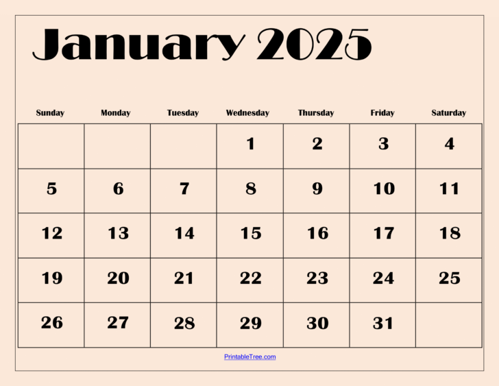 2025 January Printable Calendar | Calendar 2025