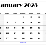 January 2025 Calendar Printable Pdf Template With Holidays | January 2025 Printable