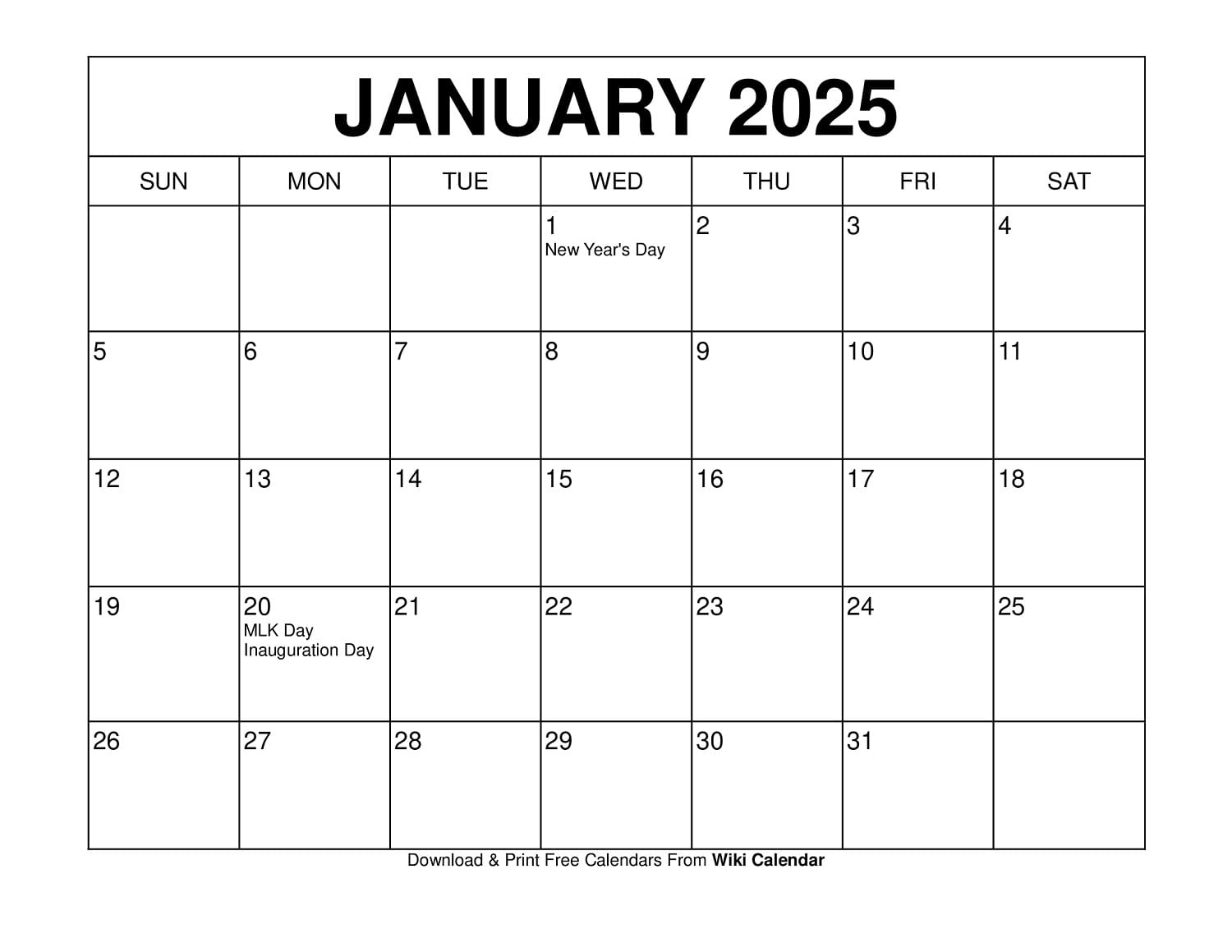 January 2025 Calendar - Printable Templates &amp;amp; More | 2025 Calendar Printable Wiki