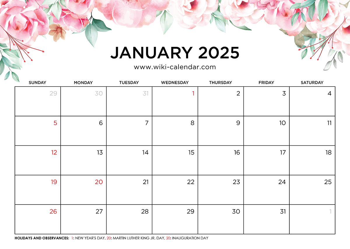 January 2025 Calendar - Printable Templates &amp;amp; More | 2025 Calendar Printable Wiki