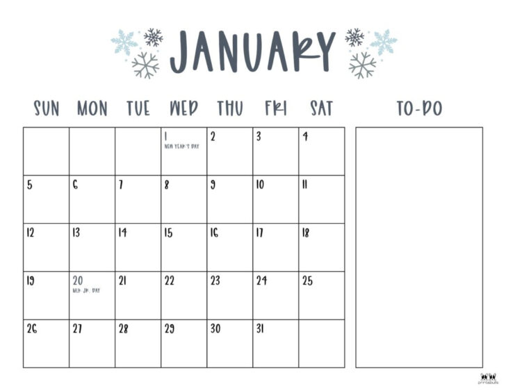 Free Printable January 2025 Calendar Cute | Calendar 2025