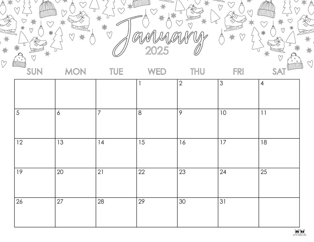 January 2025 Calendars - 107 Free Printables | Printabulls | Cute January 2025 Calendar Printable