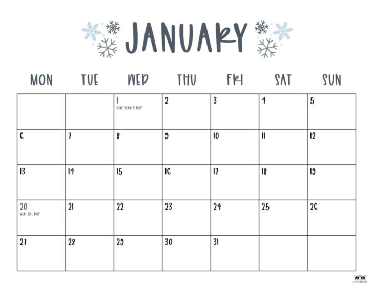 Cute Printable January 2025 Calendar | Calendar 2025