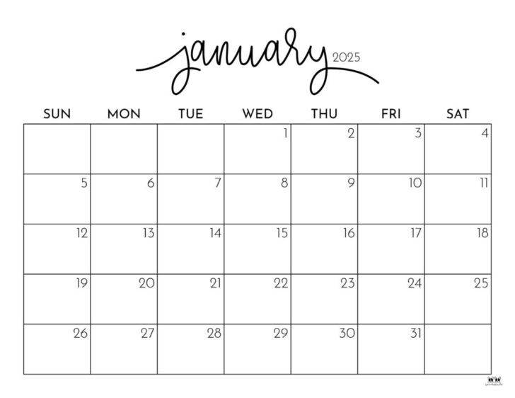 Dry January Calendar 2025 Printable | Calendar 2025