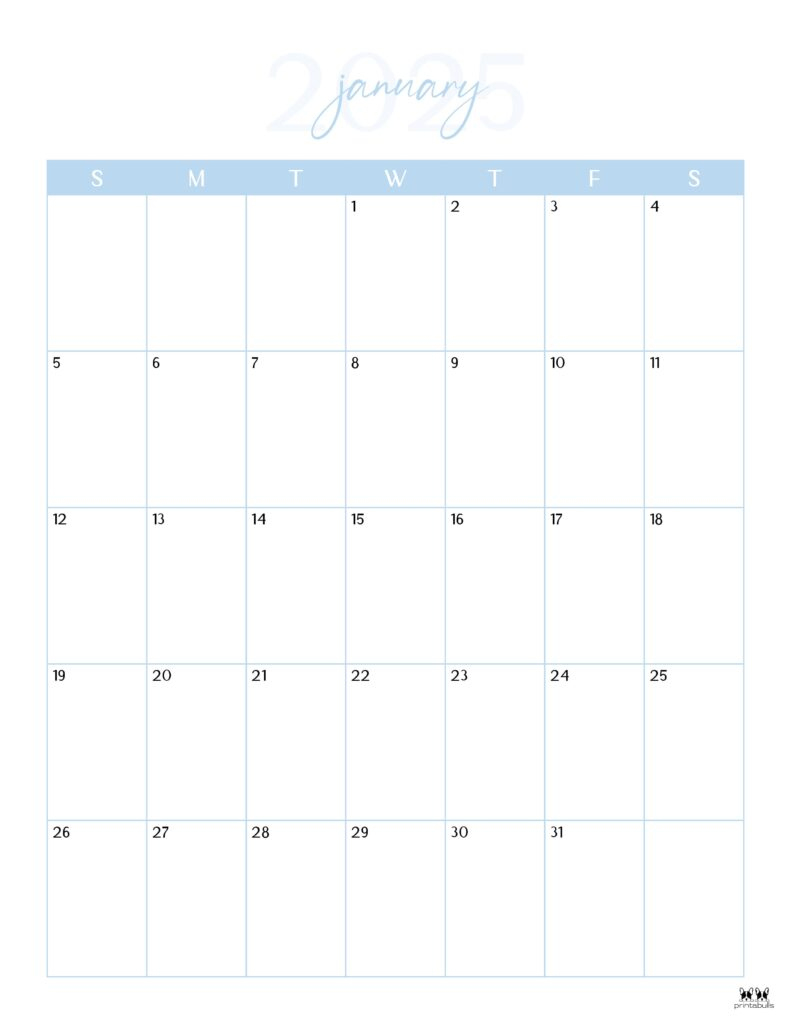 January 2025 Calendars - 107 Free Printables | Printabulls | Free January 2025 Printable Calendar