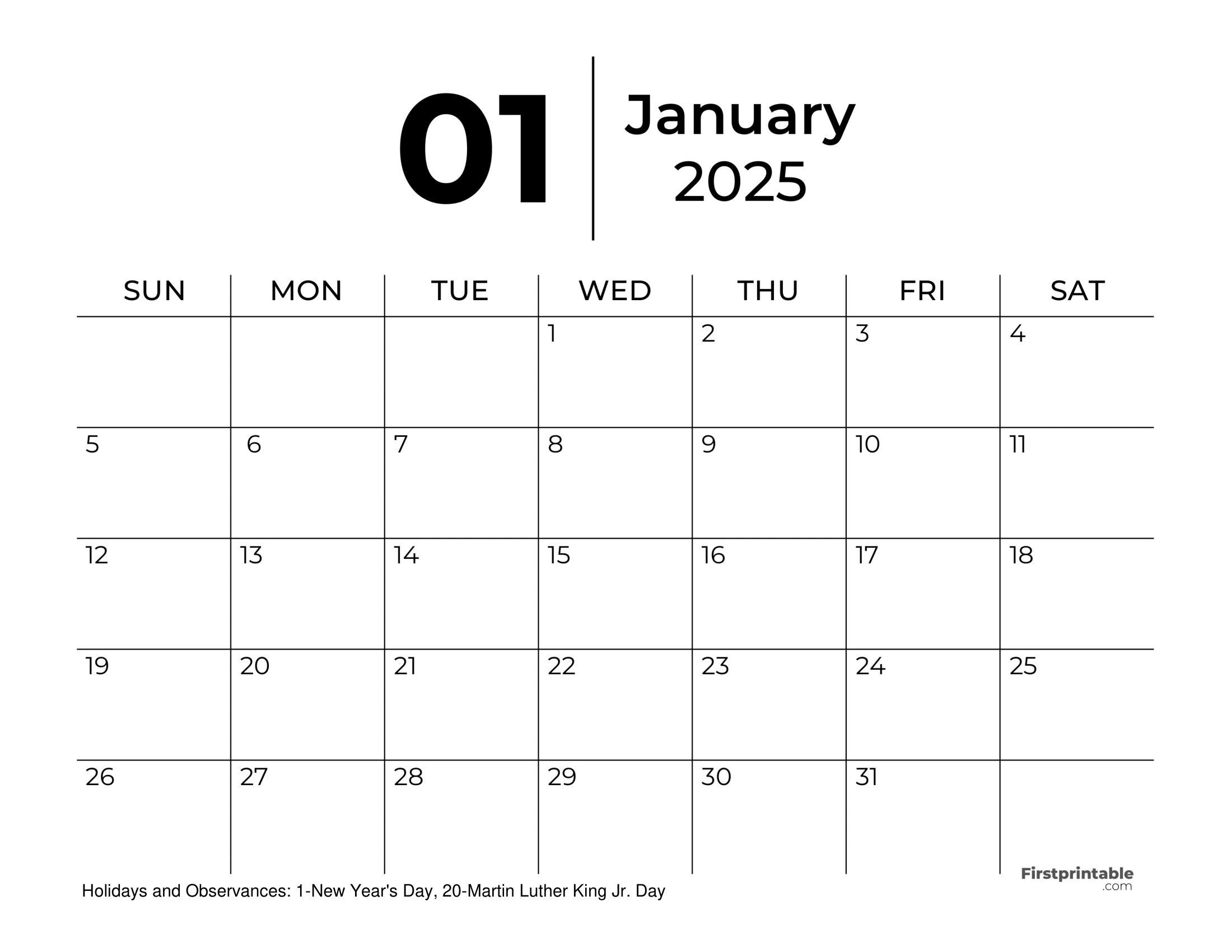 January 2025 Calendars - Free Printable &amp;amp; Fillable | Calendar 2025