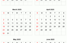 January To June 2025 Printable Calendar | Six Months Per Page | January 2025 To June 2025 Calendar Printable