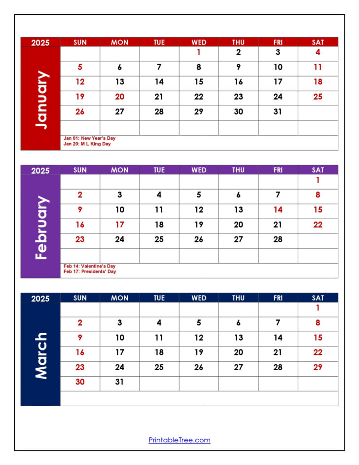 January February March 2025 Calendar Printable | Calendar 2025