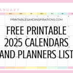 List Of Free Printable 2025 Calendars And 2025 Planners Pdf | 2025 Printable Calendar By Month Printable Free