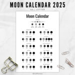 Moon Phase Calendar 2025, A4 / Letter Size Lunar Calendar   Etsy | 2025 Full Moon Calendar Printable