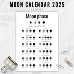 Moon Phase Calendar 2025, Lunar Calendar, A5 Planner Inserts   Etsy |  Calendar 2025