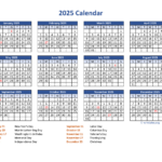 Pdf Calendar 2025 With Federal Holidays | Wikidates | Federal Pay Period Calendar For 2025 With Holidays Printable