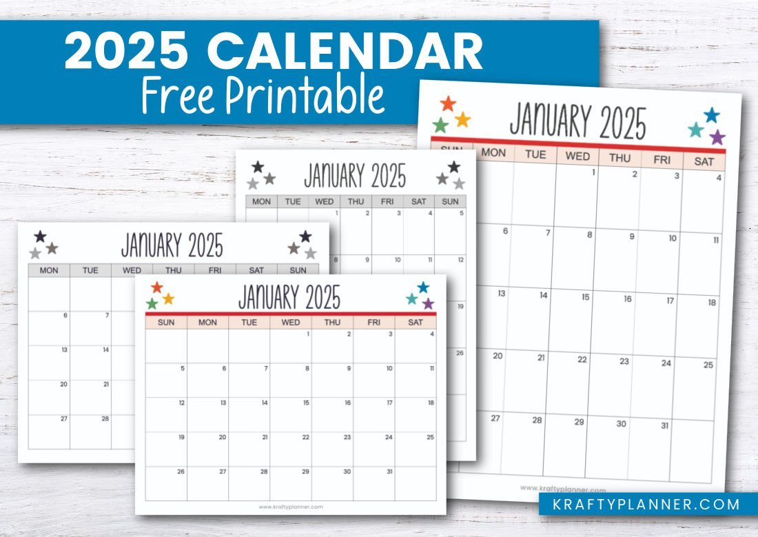 Printable 2025 Calendar To Plan Your Year — Krafty Planner | Large 2025 Calendar Printable