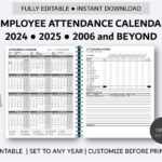 Printable Employee Attendance Calendar Custom Attendance Calendar | 2024 2025 Attendance Calendar