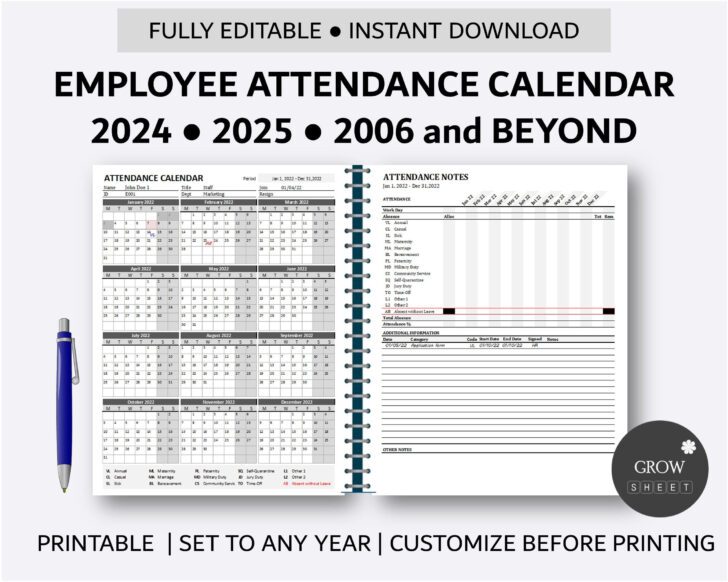 Printable 2025 Attendance Calendar | Calendar 2025