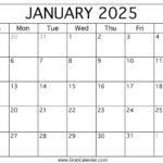 Printable January 2025 Calendar | 2025 January Calendar Printable