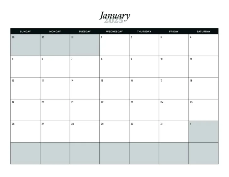 Free Printable Monthly Calendar January 2025 | Calendar 2025