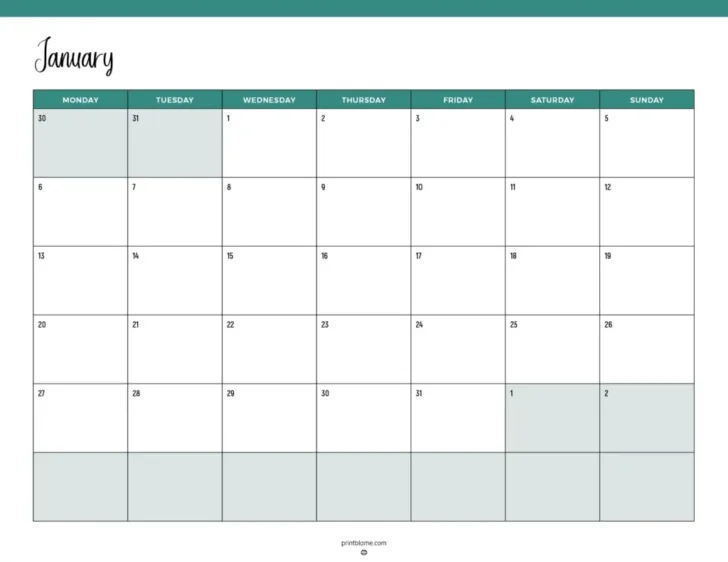 January 2025 Calendar Printable Weekly | Calendar 2025