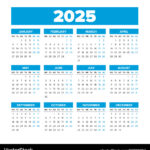 Simple Calendar 2025 Weeks Start On Monday Vector Image | 2025 Calendar Printable Monday Start