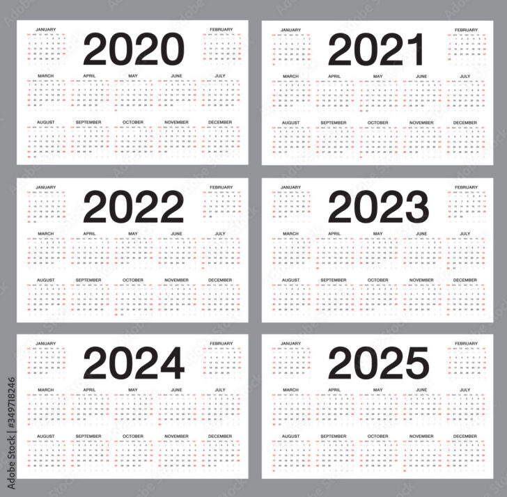 5 Year Calendar 2021 to 2025 Printable | Calendar 2025