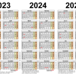 Three Year Calendars For 2023, 2024 & 2025 (Uk) For Pdf | 3 Year Calendar 2023 To 2025 Printable