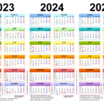 Three Year Calendars For 2023, 2024 & 2025 (Uk) For Pdf | Printable 3 Year Calendar 2023 To 2025