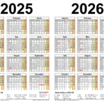 Two Year Calendars For 2025 And 2026 (Uk) For Pdf | 2025 2026 Calendar Printable