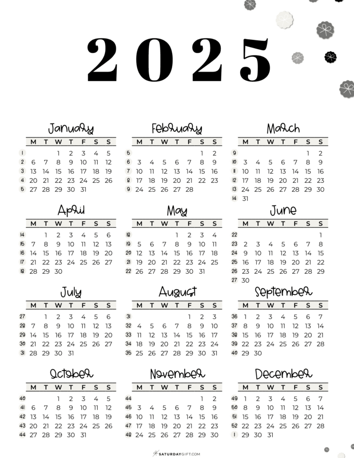 2025 Calendar Weeks Printable | Calendar 2025