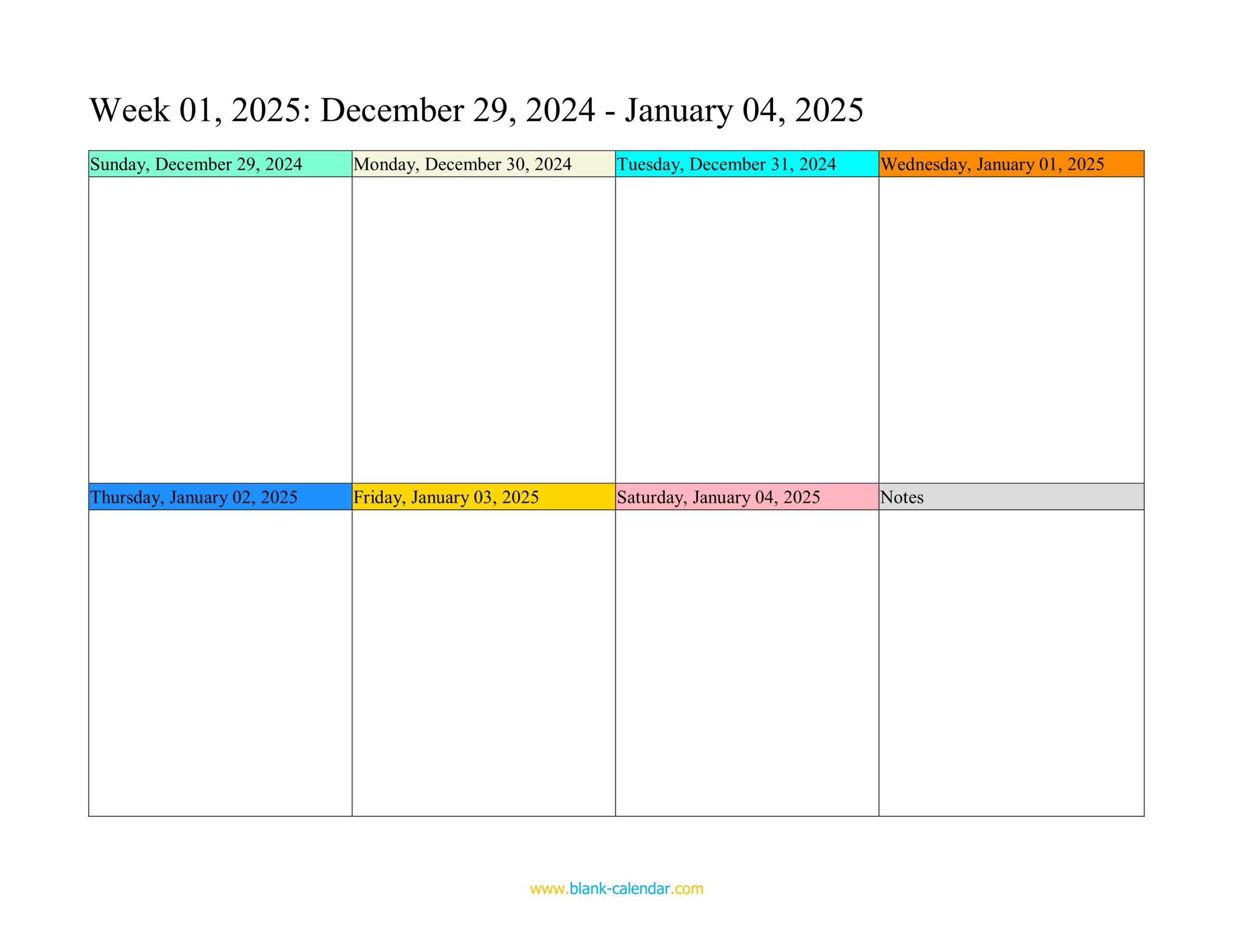 Weekly Calendar 2025 (Word, Excel, Pdf) | 2025 Weekly Calendar Printable