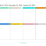 Weekly Calendar 2025 (Word, Excel, Pdf) | January 2025 Calendar Weekly Printable