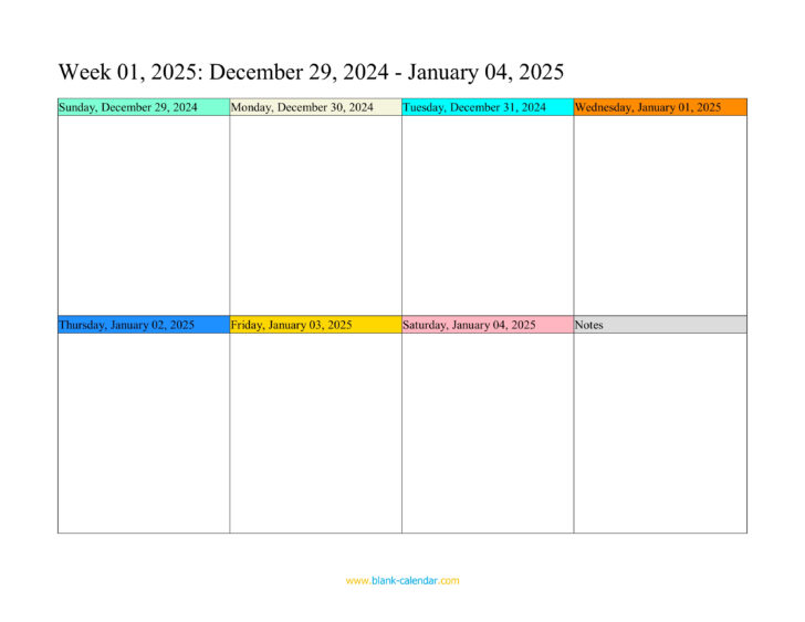 Weekly Calendar January 2025 Printable | Calendar 2025