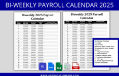 Zweiwöchentlicher Gehaltskalender 2025 Ms Bearbeitbares Word | 2025 Adp Calendar Printable