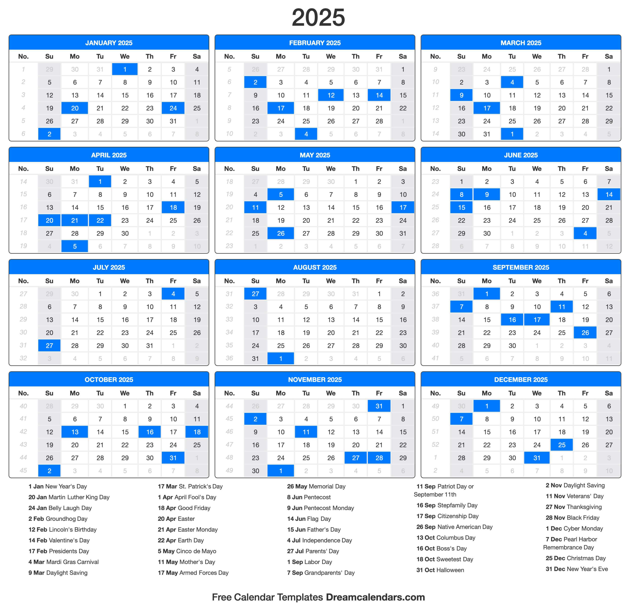 2025 Calendar | Calendar Of February From The 12Th Day To The 24Th 2025