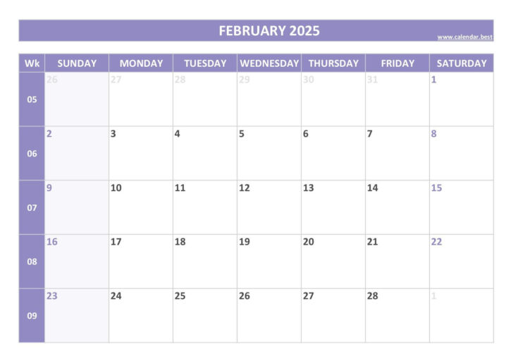 February Weekly Calendar 2025 Printable | Calendar 2024