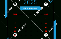 2025 February Month Calendar With Black And Skyblue Vector | February 2025 Calendar PNG