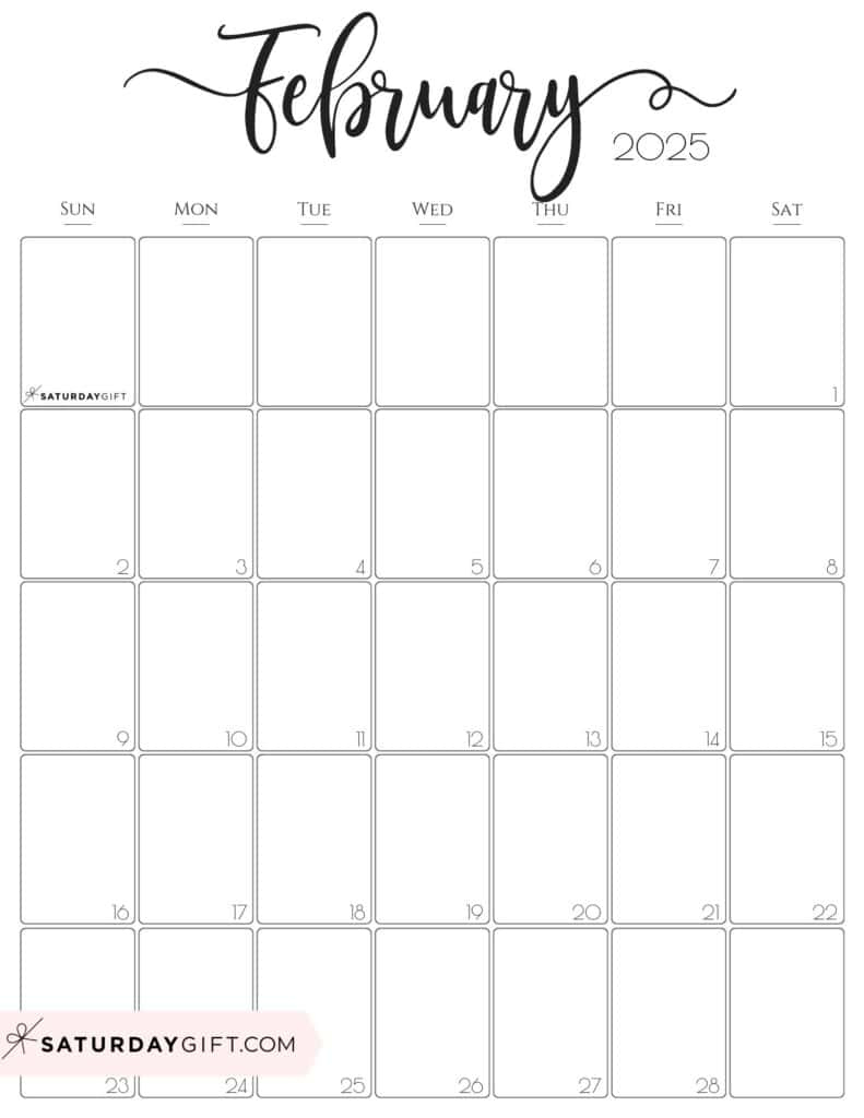 Aesthetic Printable Vertical Calendar 2025Saturday Gift | Calendar 2024