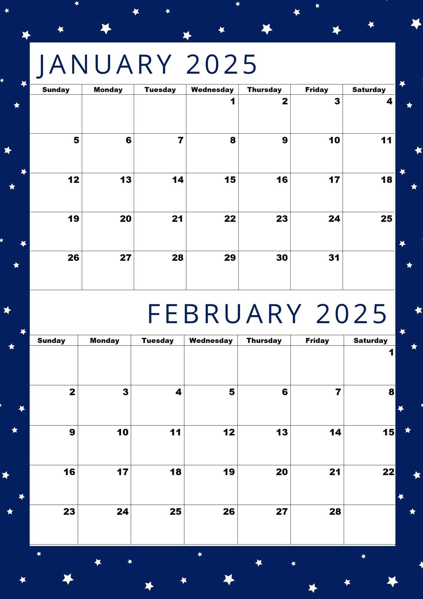 Druckbarer Kalender Für Januar 2025, Druckbarer Kalender Für | January February Calendar 2025 Printable