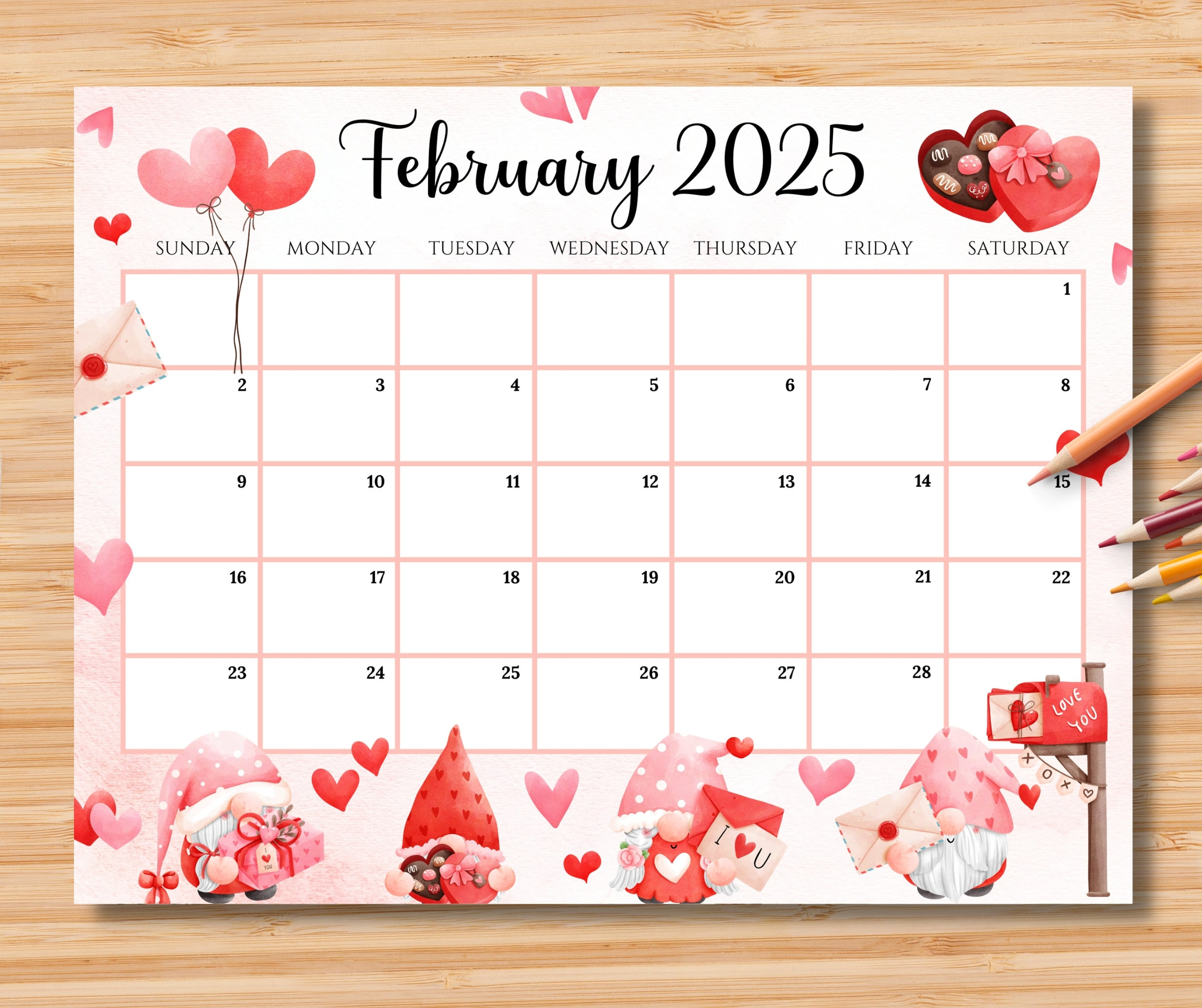 Editable February 2025 Calendar, Sweet Valentine 2025 With Cute | February 2025 Calendar Valentine&amp;#039;S Day