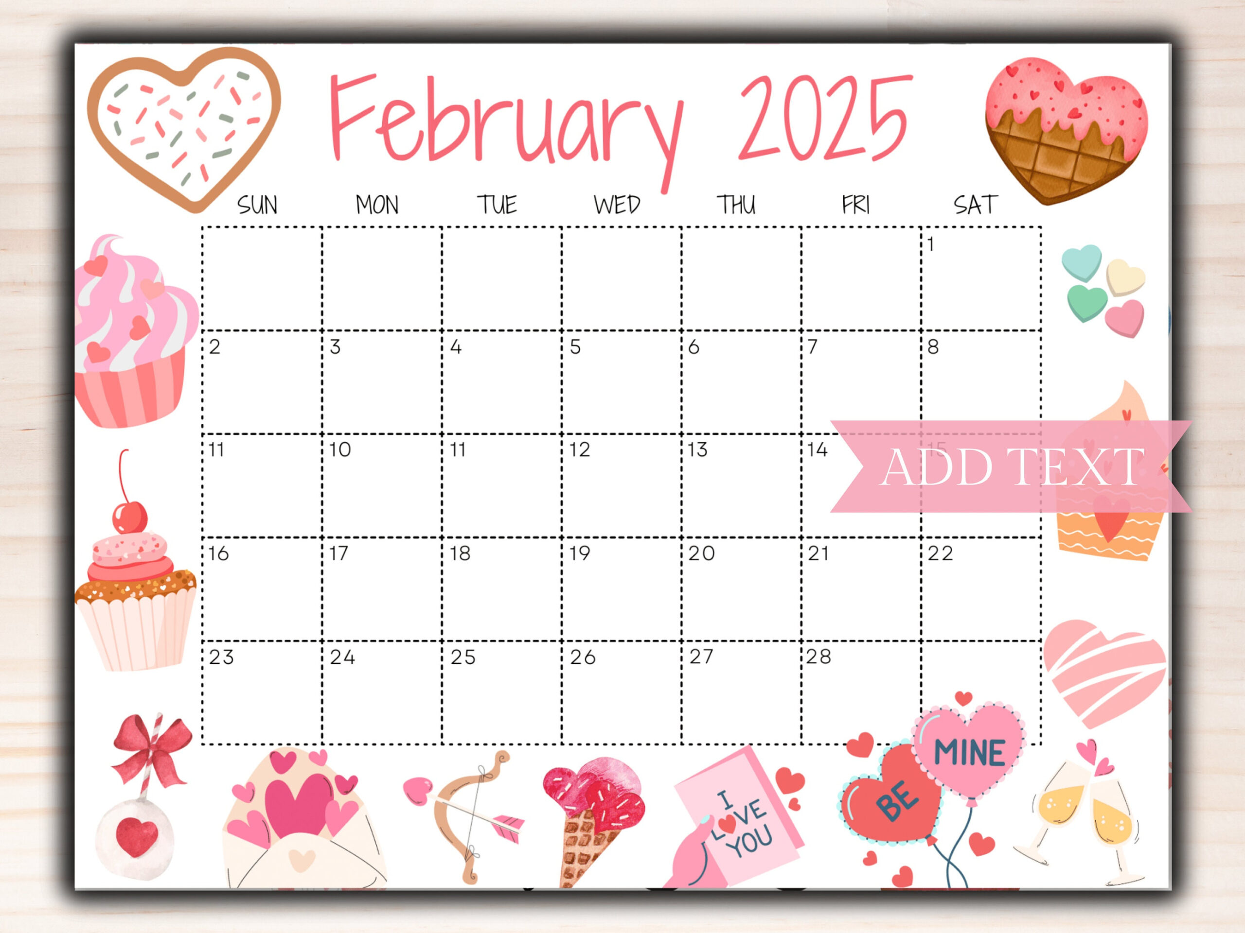 Editable February Calendar 2025, Printable Calendar 2025, Cute | Cute Printable February Calendar 2025