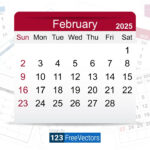 February 2025 Calendar | 123Freevectors | February 2025 Calendar 123Calendars