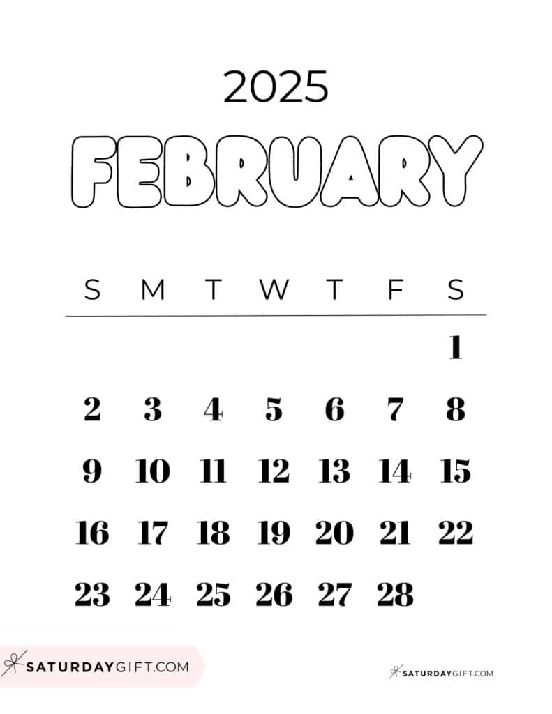 February 2025 Calendar - 20 Cute &amp;amp; Free Printables | Saturdaygift | Calendar 2024