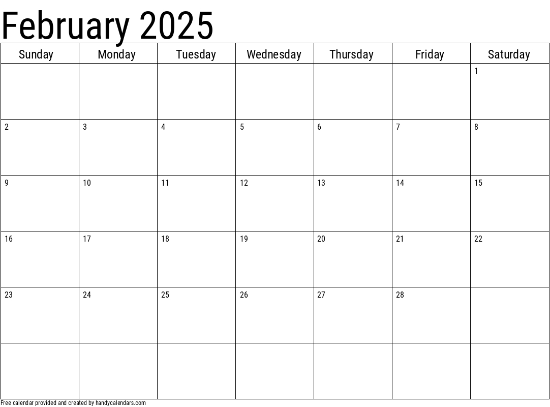 February 2025 Calendar - Handy Calendars | Calendar 2024