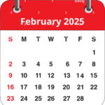 February 2025 Calendar Page Isolated On A White Background Stock | February 2025 Calendar Clipart