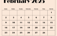 February 2025 Calendar Printable Pdf Template With Holidays | 2025 Calendar Of February